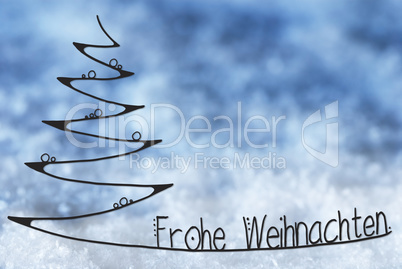 Line Sketch Of Tree, Frohe Weihnachten Means Merry Christmas