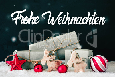 Decoration, Calligraphy Frohe Weihnachten Means Merry Christmas, Snowflakes