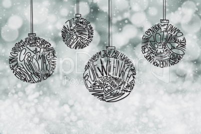 Christmas Tree Ball Ornament, Gray Sparkling Background