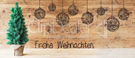 Tree, Ball, Calligraphy Frohe Weihnachten Means Merry Christmas