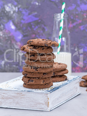 stack of round chocolate chip cookies