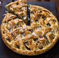 baked whole round apple pie