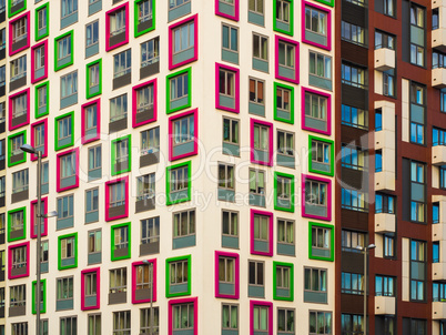 the facade of a modern residential complex. Moscow, Russia