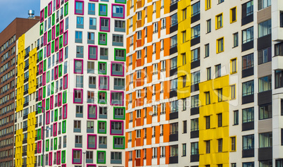 the facade of a modern residential complex. Moscow, Russia