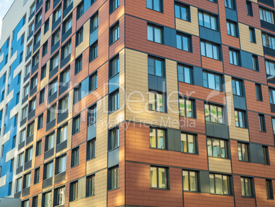 the facade of a modern residential complex. Moscow, Russia