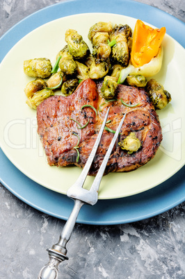 Meat steak with vegetables