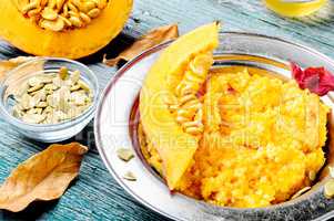 Autumn porridge with pumpkin