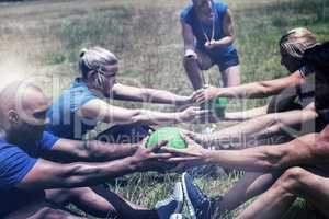 Fit people performing core exercise