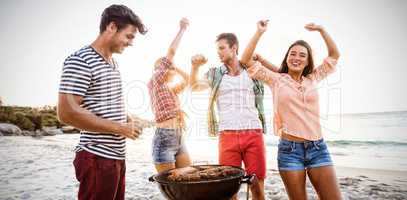 Friends having a barbecue