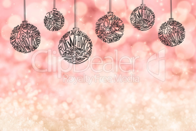 Christmas Tree Ball Ornament, Copy Space, Lighr Red Background