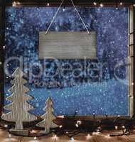 Christmas Window, Copy Space, Winter Forest Scenery