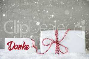One White Gift, Snow Calligraphy Danke Means Thank You
