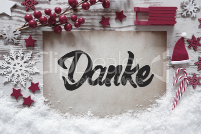 Christmas Decoration, Calligraphy Danke Means Thank You