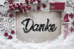 Christmas Decoration, Calligraphy Danke Means Thank You