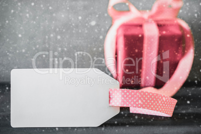 White Gifts, Sign, Calligraphy Frohe Weihnachten Means Merry Christmas, Snow