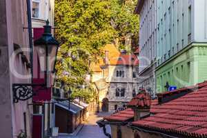 Jewish district and old synagogue in Prague downtown