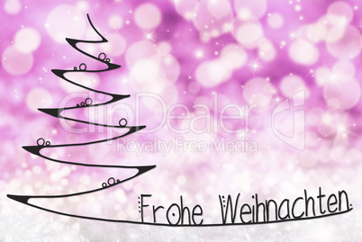 Tree, Frohe Weihnachten Means Merry Christmas, Purple Background