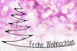 Tree, Frohe Weihnachten Means Merry Christmas, Purple Background