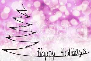 Christmas Tree, Happy Holidays, Purple Bokeh Background