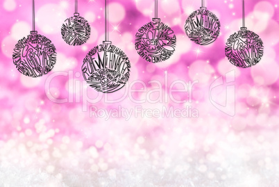 Christmas Tree Ball Ornament, Light Purple Background, Copy Space