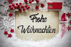 Red Decoration, Calligraphy Frohe Weihnachten Means Merry Christmas