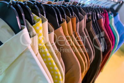 Male Mens Shirts on Hangers in a Shop