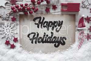 Christmas Decoration, English Calligraphy Happy Holidays, Snow