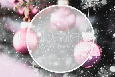 Blurry Purple Balls, Copy Space, Snowflakes, Christmas Tree