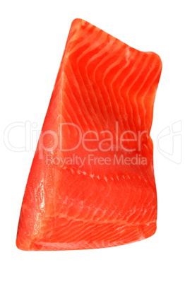 piece of red fish fillet isolated on white