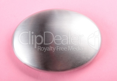 Stainless Steel Soap on pink background