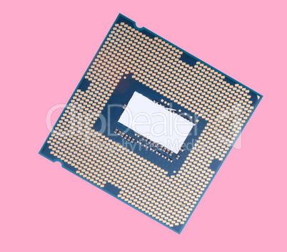 central Processor unit isolated on pink background at dry sunny