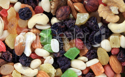 set of dried fruit at dry sunny summer day