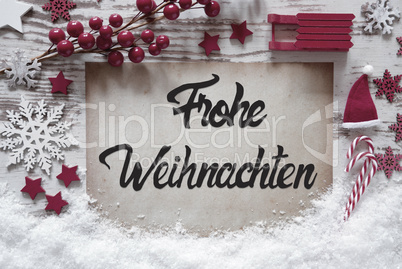 Christmas Decoration, Calligraphy Frohe Weihnachten Means Merry Christmas