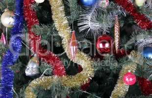 toys on green christmas fir