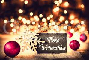 Plate, Calligraphy Frohe Weihnachten Means Merry Christmas, Purple Balls