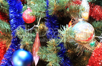 toys on green christmas fir