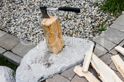 Firewood tree and small ax