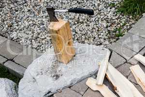 Firewood tree and small ax