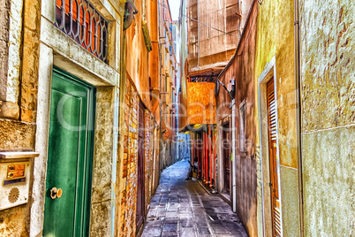 Narrow street in the downtown of Venice, Italy