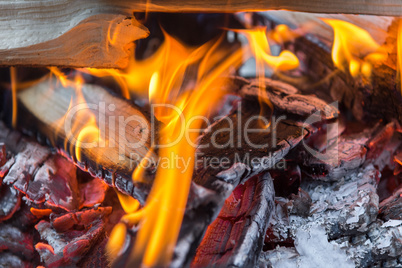 Photo of burning firewood in the fire