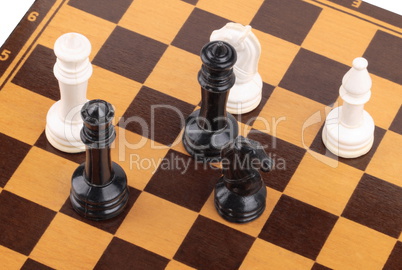 wooden checkerboard with figures