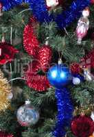 toys on green christmas fir
