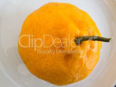 Top view close up of delicious fresh tangerine.