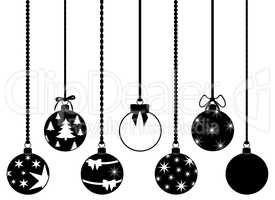 Set of different hanging Christmas decorations