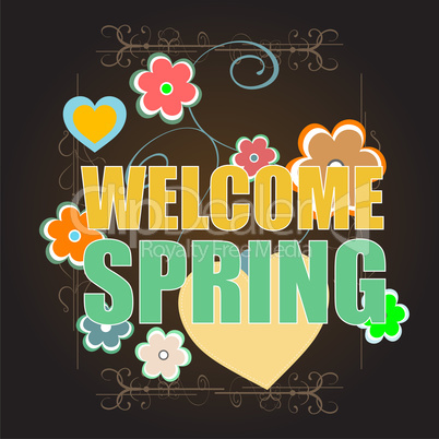 Welcome spring words on holiday card