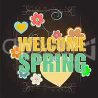 Welcome spring words on holiday card