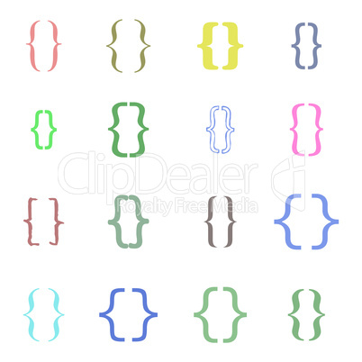 Set of braces or curly brackets icon