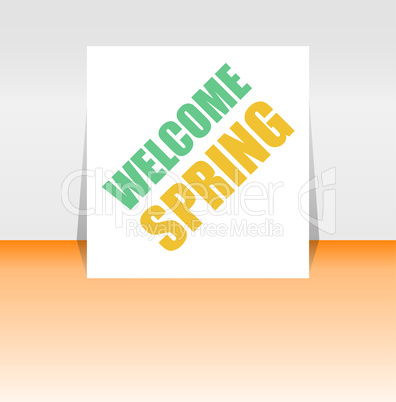 Welcome spring words on holiday card