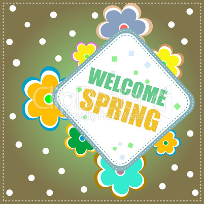 Welcome spring words on holiday card