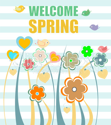 Welcome spring words on holiday card